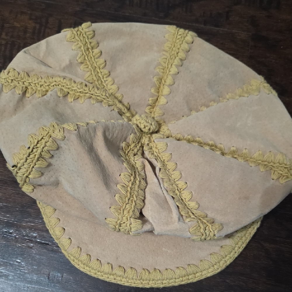 Vintage Tan Cap with Yellow Embroidery